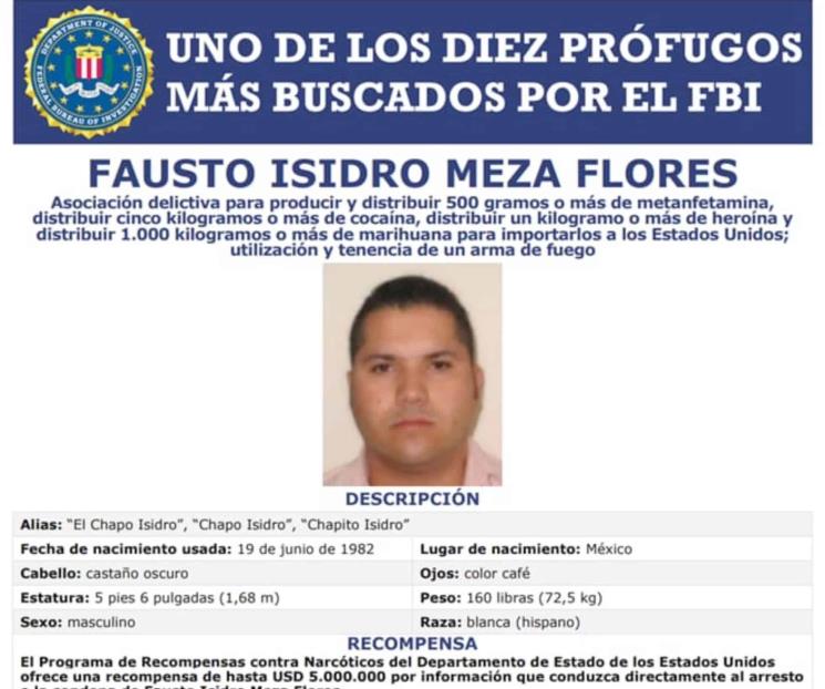 ‘El Chapo Isidro’, entre los 10 más buscados por el FBI