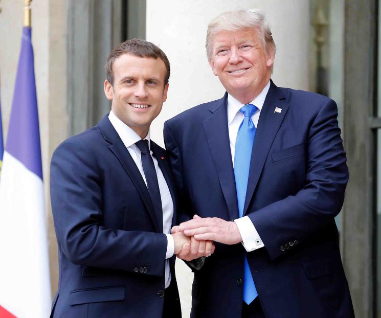 Prometen Macron y Trump trabajar juntos por la paz