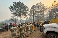 Sigue combate de incendio forestal en Linares Sigue combate de incendio forestal en Linares