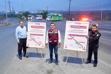 Implementan carriles de contraflujo en García
