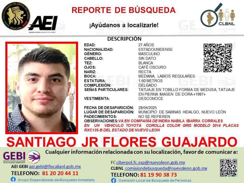 La Fiscalía General de Justicia del Estado, informó que los novios que estaba reportados como desaparecidos en el municipio de Sabinas Hidalgo, fueron encontrados con vida.