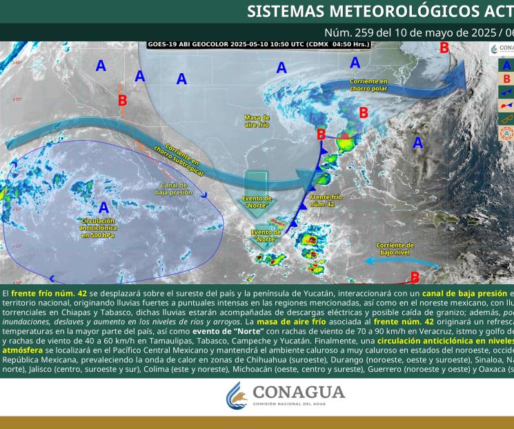 Clima hoy 10 de mayo; frente frío 42 provocará lluvias Clima hoy 10 de mayo; frente frío 42 provocará lluvias