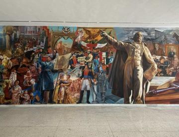 Plasman en mural de UANL historia del derecho