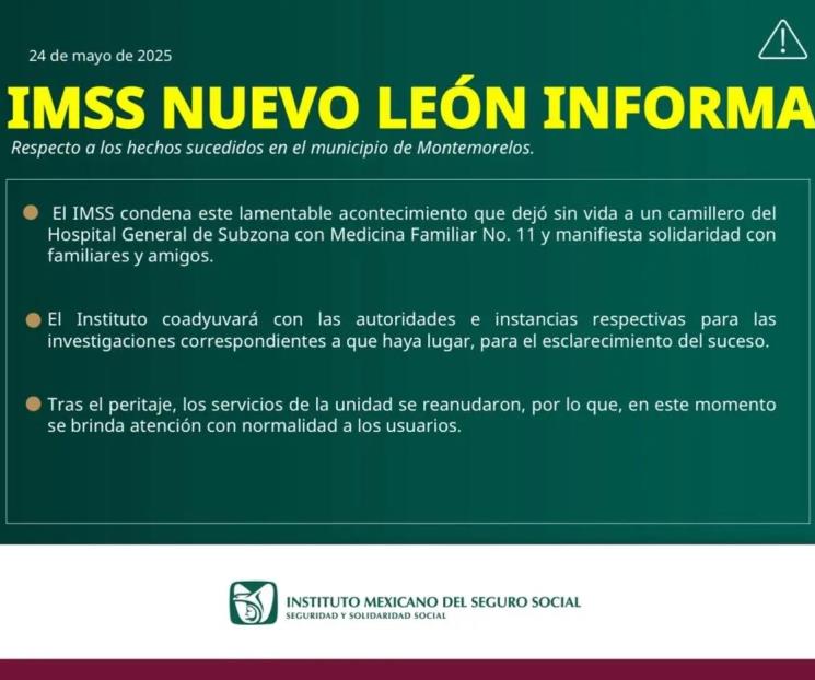 Lamenta IMSS violencia en sus instalaciones Lamenta IMSS violencia en sus instalaciones