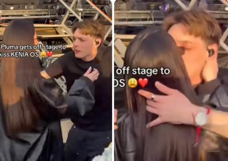 Peso Pluma y Kenia Os protagonizan beso romántico en concierto Peso Pluma y Kenia Os protagonizan beso romántico en concierto