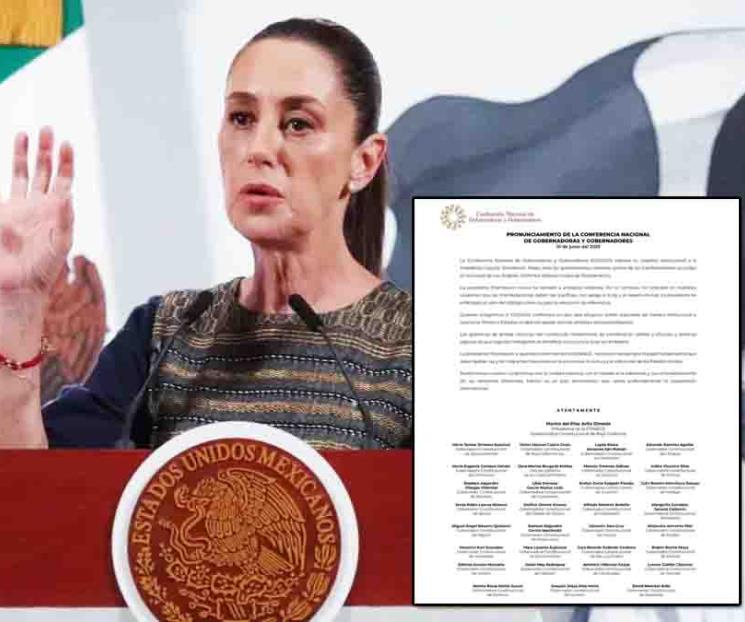 Respaldan gobernadores de todos los partidos a Sheinbaum Respaldan gobernadores de todos los partidos a Sheinbaum