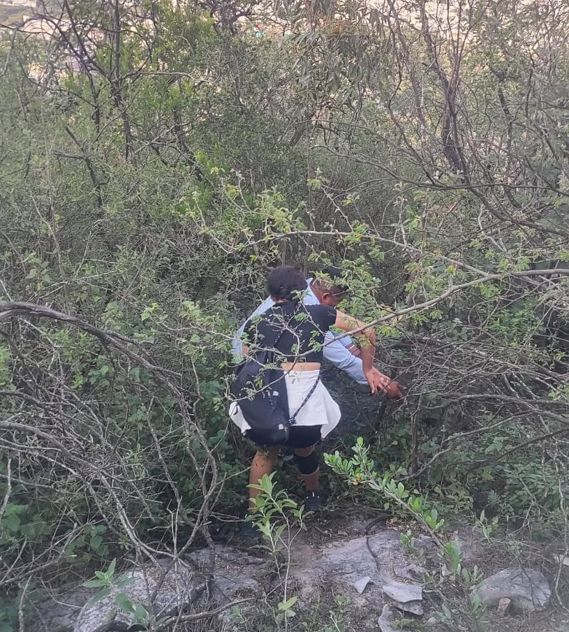 Una joven que pretendía escalar en el Cerro de las Mitras, fue rescatada por oficiales de la Policía de Monterrey, luego de que se extravió en lo alto, al poniente de la ciudad.