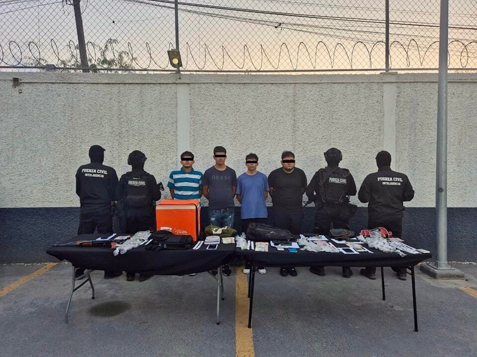 Elementos de Fuerza Civil Nuevo León, lograron la detención de cuatro integrantes de Cartel Independiente, que operaba en el municipio de Apodaca.