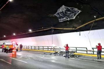 Cae losa de concreto en T&uacute;nel de la Loma Larga