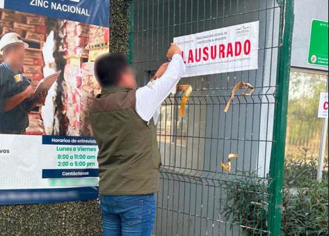 Aplica Profepa una clausura total temporal a Zinc Nacional