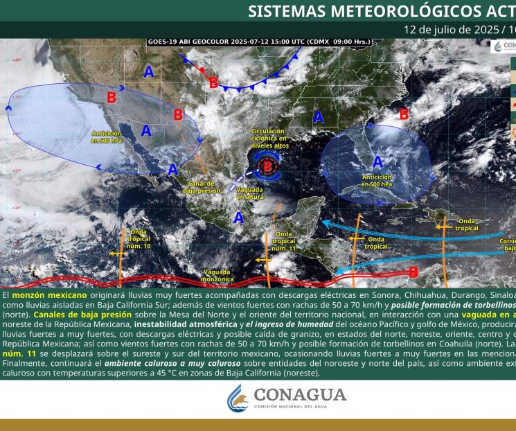 Clima para hoy, 12 de julio en la República Mexicana Clima para hoy, 12 de julio en la República Mexicana