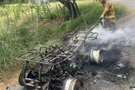Se incendia cuatrimoto