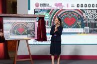 Sheinbaum devela cachito de sorteo de Lotería Nacional
