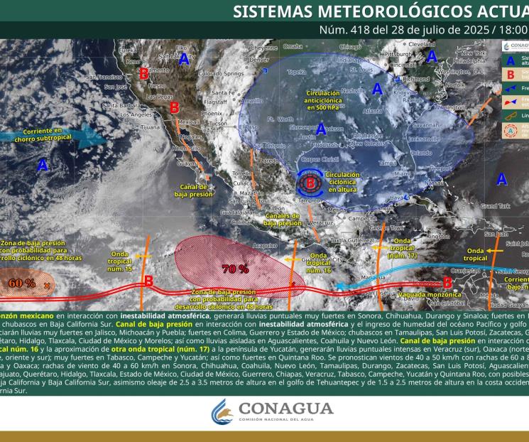 Conagua monitorea posible formación ciclónica en México