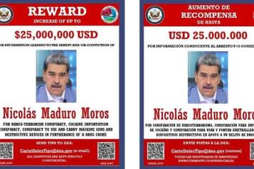 DEA publica cártel donde ofrece recompensa por captura de Maduro