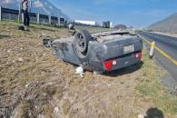 Sufre volcadura en la Carretera a Saltillo