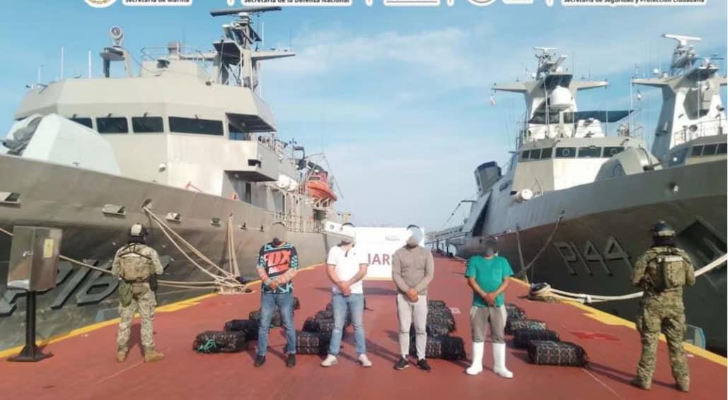 Aseguran 601 kilos de cocaína frente a costas de Guerrero