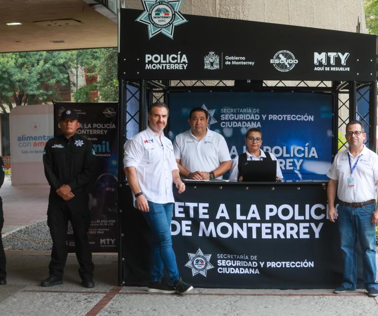 Instala Monterrey módulo fijo de reclutamiento policial Instala Monterrey módulo fijo de reclutamiento policial