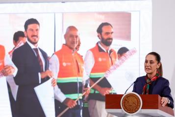 Sheinbaum da banderazo para construcci&oacute;n del Tren del Norte