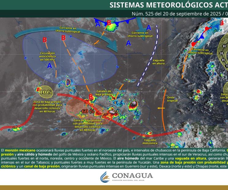 Continuarán las lluvias fuertes este sábado 20 de septiembre