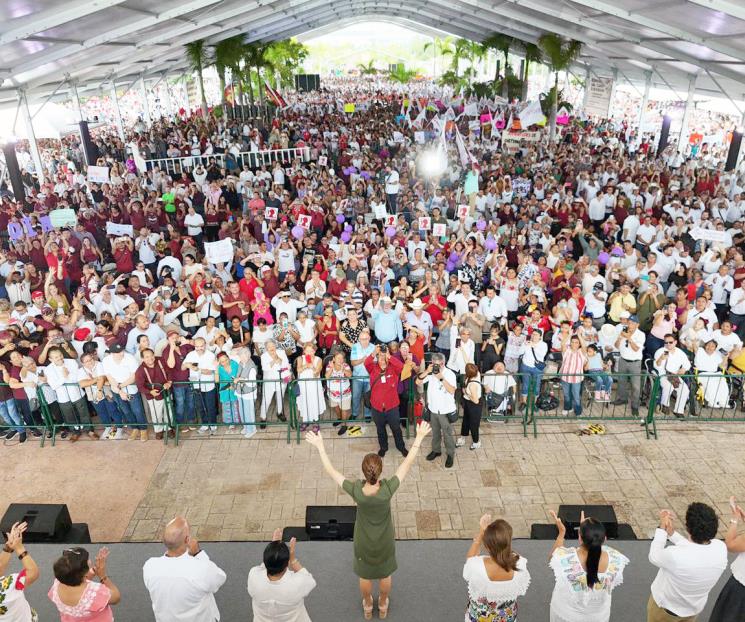 Re&uacute;ne Sheinbaum en sus giras a 156 mil personas