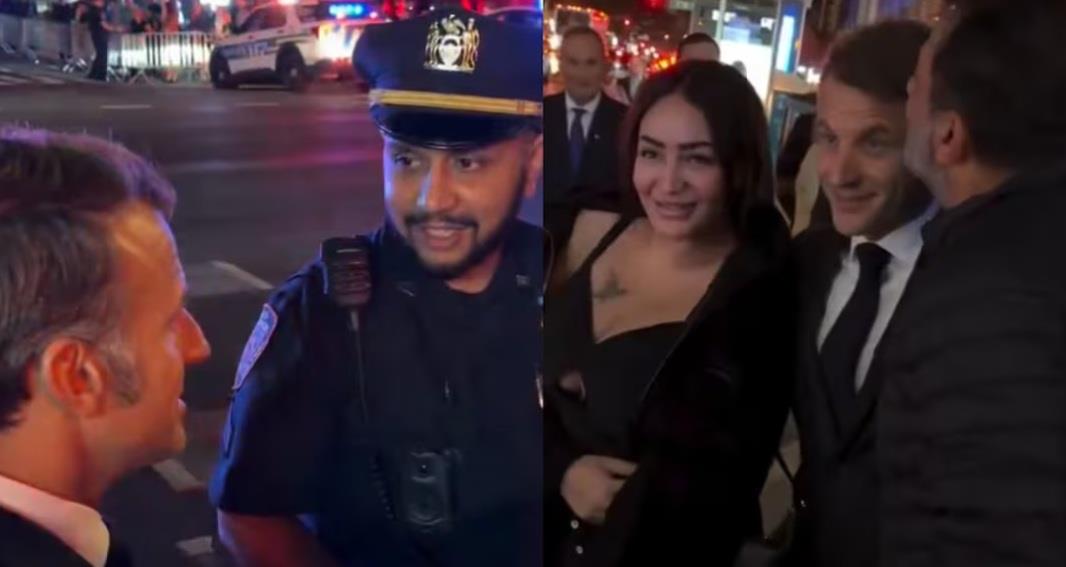 Macron queda atorado en el tr&aacute;fico de NY y pide ayuda a Trump