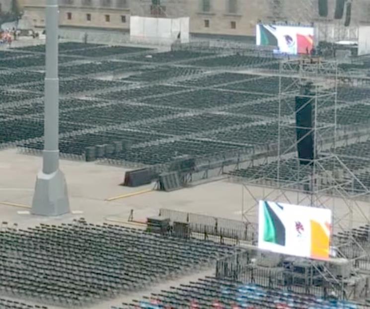 Preparan el Zócalo para cierre de gira de Sheinbaum