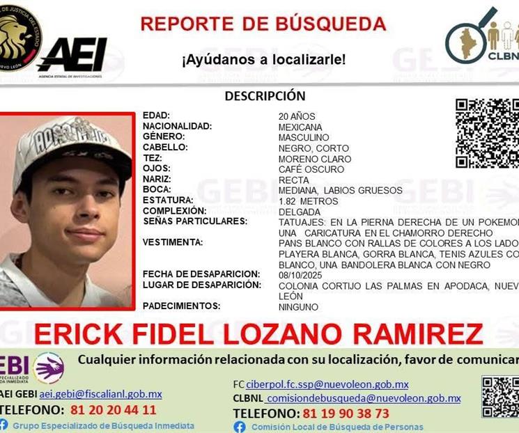 Hallan sin vida a joven en Coahuila tras desaparecer en Apodaca