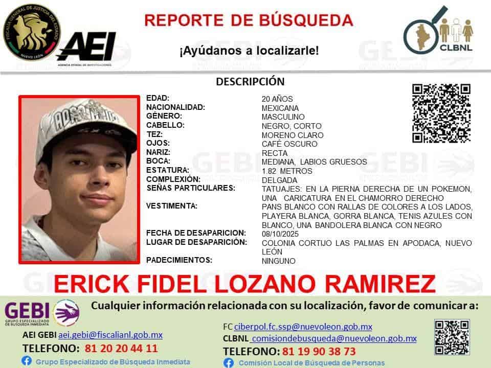 La Fiscalía General de Justicia de Nuevo León, busca esclarecer el crimen de un joven que fue reportado como desaparecido en Apodaca y fue encontrado muerto en un pareja turístico de Coahuila.