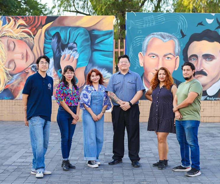 Fusionan en sus murales el mundo literario y el arte plástico Fusionan en sus murales el mundo literario y el arte plástico