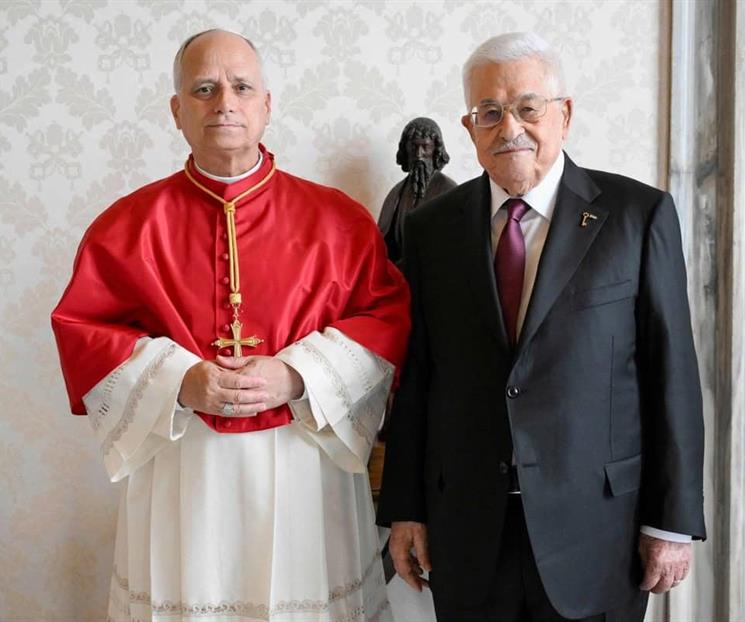 Recibe papa León XIV al presidente de Palestina en el Vaticano