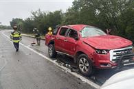 Vuelca camioneta en Montemorelos Vuelca camioneta en Montemorelos