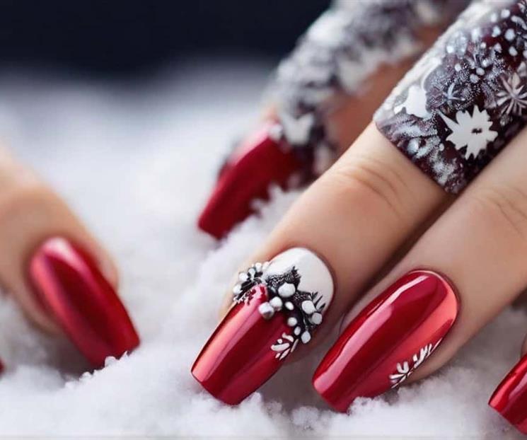 Diseños de uñas aesthetic para Navidad