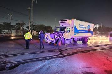 Se lleva el tren a cami&oacute;n de carga