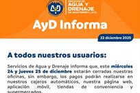 Permanecer&aacute;n cerradas oficinas de AyD el 24 y 25 de diciembre