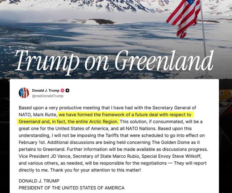 Frena Trump amenazas y habla de acuerdo por Groenlandia