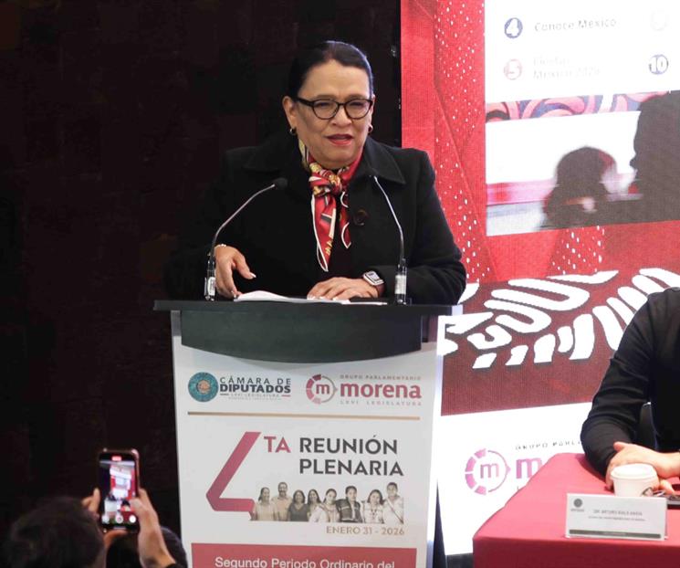 Rosa Icela Rodr&iacute;guez asiste a reuni&oacute;n plenaria de Morena