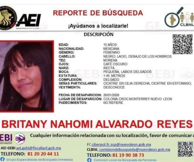 Hallan asesinada a joven de 15 a&ntilde;os desaparecida en Monterrey 