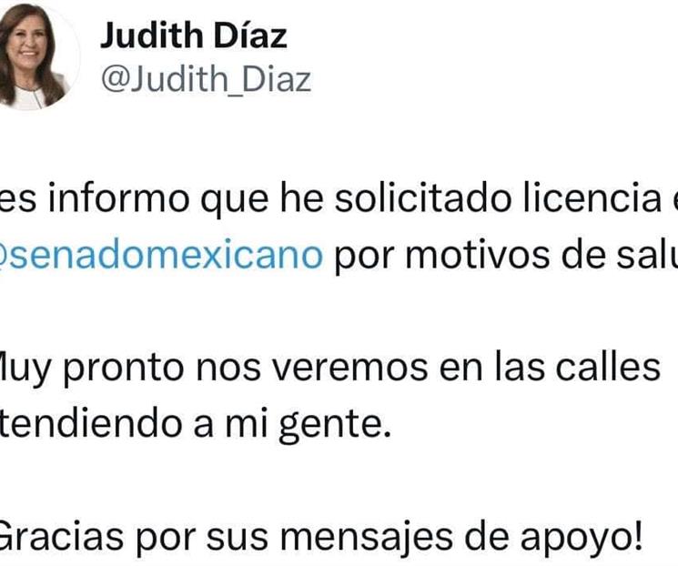 Pide licencia como senadora; argumenta temas de salud