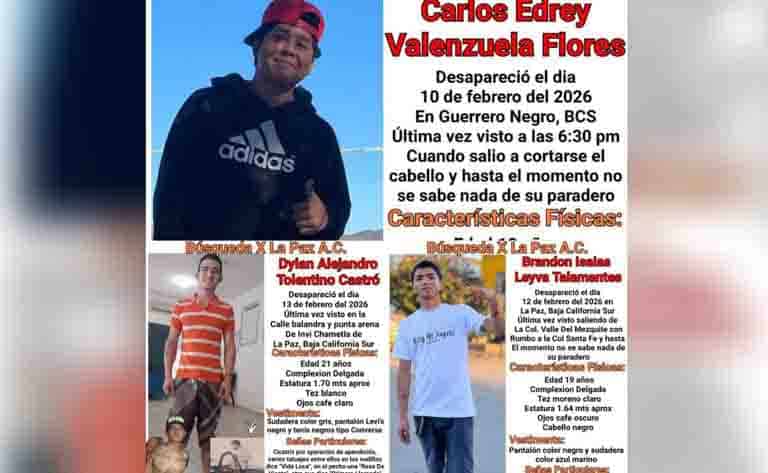 Documentan al menos 20 personas desaparecidas en BCS