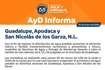 Cortar&aacute;n agua en 200 colonias de Guadalupe, Apodaca y SN