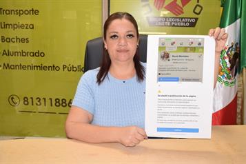 Denuncia diputada independiente eliminaci&oacute;n de su p&aacute;gina de Facebook