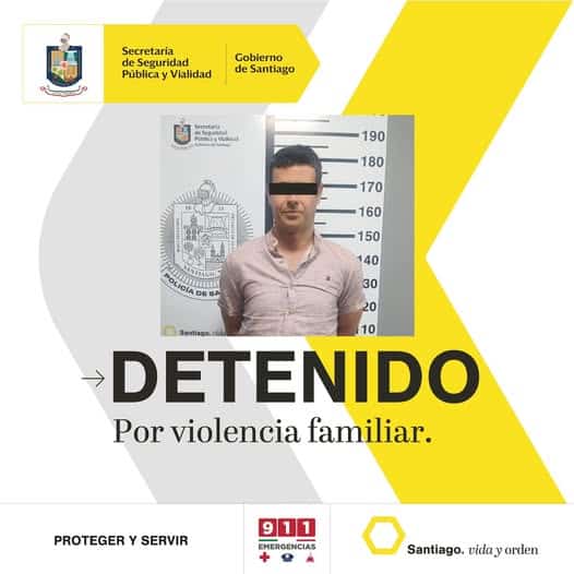 En el momento en que conduc&iacute;a a exceso de velocidad, un hombre fue detenido por polic&iacute;as de la Secretar&iacute;a de Seguridad P&uacute;blica y Vialidad de Santiago, luego de que su esposa, quien viajaba en el asiento del copiloto, lo denunci&oacute; v&iacute;a telef&oacute;nica al Centro de Inteligencia para la Vigilancia, acus&aacute;ndolo de golpearla y amenazarla de muerte.