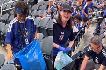 Fans de Jap&oacute;n limpia las gradas