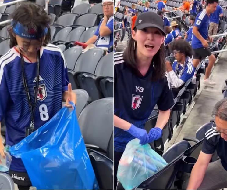 Fans de Jap&oacute;n limpia las gradas