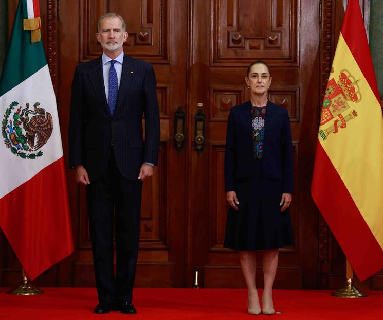 Sheinbaum recibe al rey Felipe VI de Espa&ntilde;a en Palacio Nacional