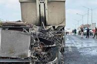 Se incendia tráiler cargado con escombro sobre Miguel Alemán Se incendia tráiler cargado con escombro sobre Miguel Alemán