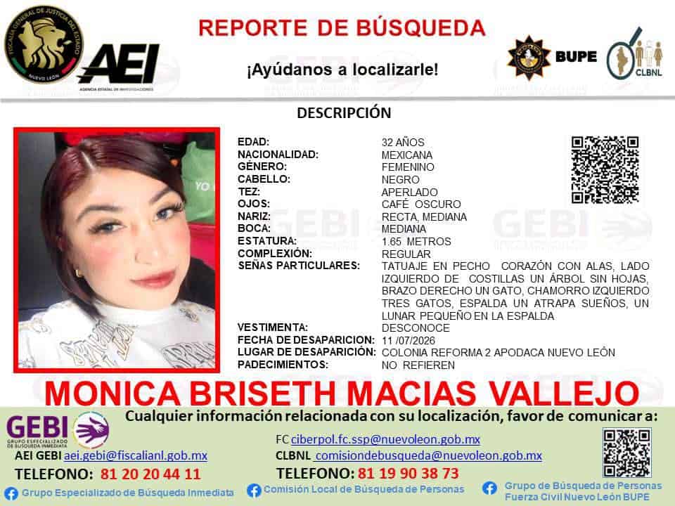 Una mujer que ten&iacute;a reporte de desaparici&oacute;n, fue encontrada por la AEI sin vida y con huellas de violencia en un domicilio del municipio de Apodaca.