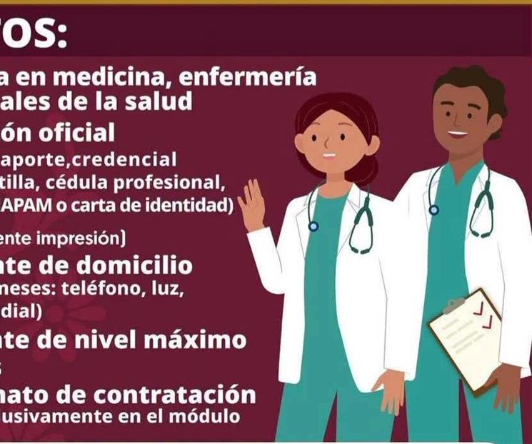 Mantiene Bienestar convocatoria para integrar profesionales de salud