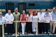 Supervisa Claudia Sheinbaum locomotoras del Tren Maya de carga Supervisa Claudia Sheinbaum locomotoras del Tren Maya de carga